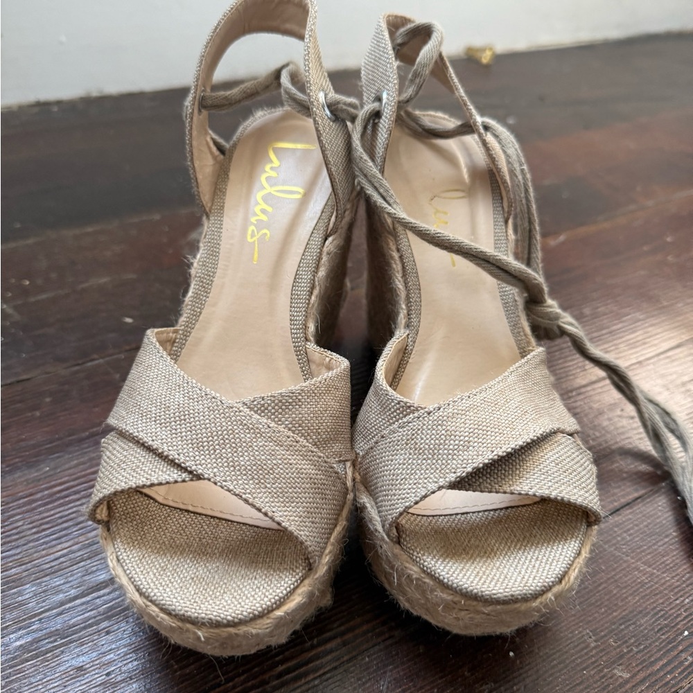 Lulu's Beige Wedge Sandals